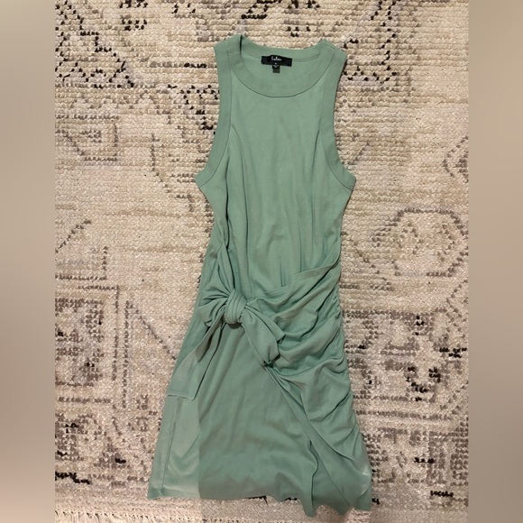 Lulu's Sage Green Tie-Waist Bodycon Dress - Picture 2 of 2